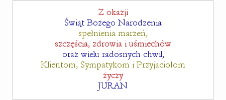 JURAN - Życzenia - Wesołych Świąt Bożego Narodzenia