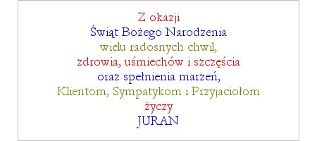 JURAN - Życzenia - Wesołych Świąt Bożego Narodzenia