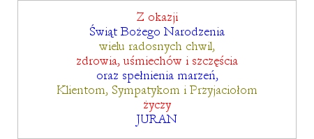 JURAN - Życzenia - Wesołych Świąt Bożego Narodzenia