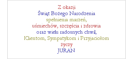 JURAN - Życzenia - Wesołych Świąt Bożego Narodzenia