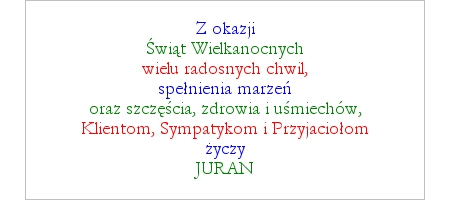 JURAN - Życzenia - Wesołych Świąt Wielkanocnych