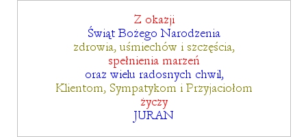 JURAN - Życzenia - Wesołych Świąt Bożego Narodzenia