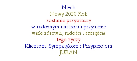 JURAN - Życzenia - Szczęśliwego Nowego 2020 Roku