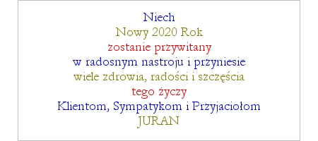 JURAN - Życzenia - Szczęśliwego Nowego 2020 Roku