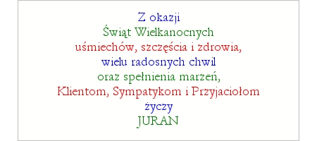 JURAN - Życzenia - Wesołych Świąt Wielkanocnych